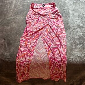Windsor Pink Maxi Wrap Skirt with Asymmetrical Slit